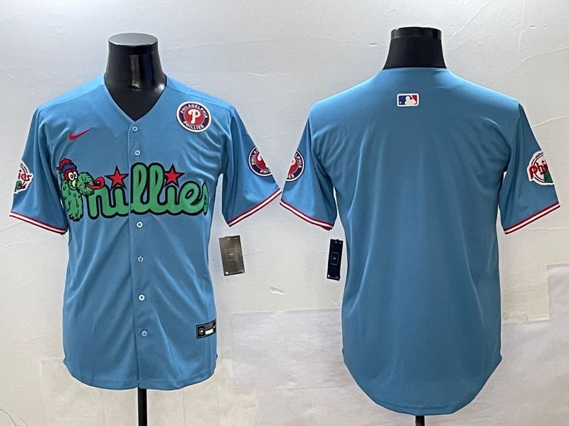 Men Philadelphia Phillies Blank Light Blue three generations Joint Name 2025 Nike MLB Jersey style 2
